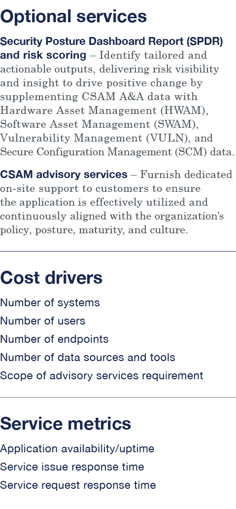 Optional services Security Posture Dashboard Report (SPDR) and risk scoring   Identify tailored and actionable output   