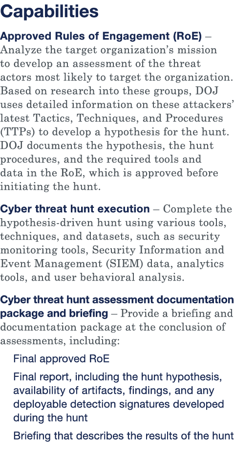 Capabilities Approved Rules of Engagement (RoE)   Analyze the target organization s mission to develop an assessment    